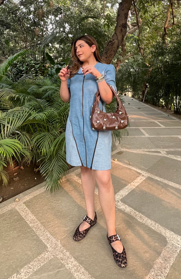 Tea Party Ready Blue Straight-Fit Dress