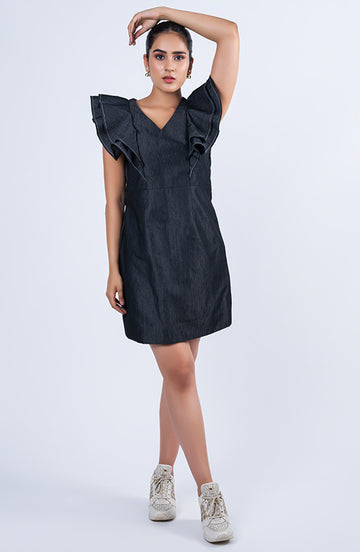 Denim Ruffle Dress