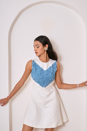 White Denim Bloom Dress