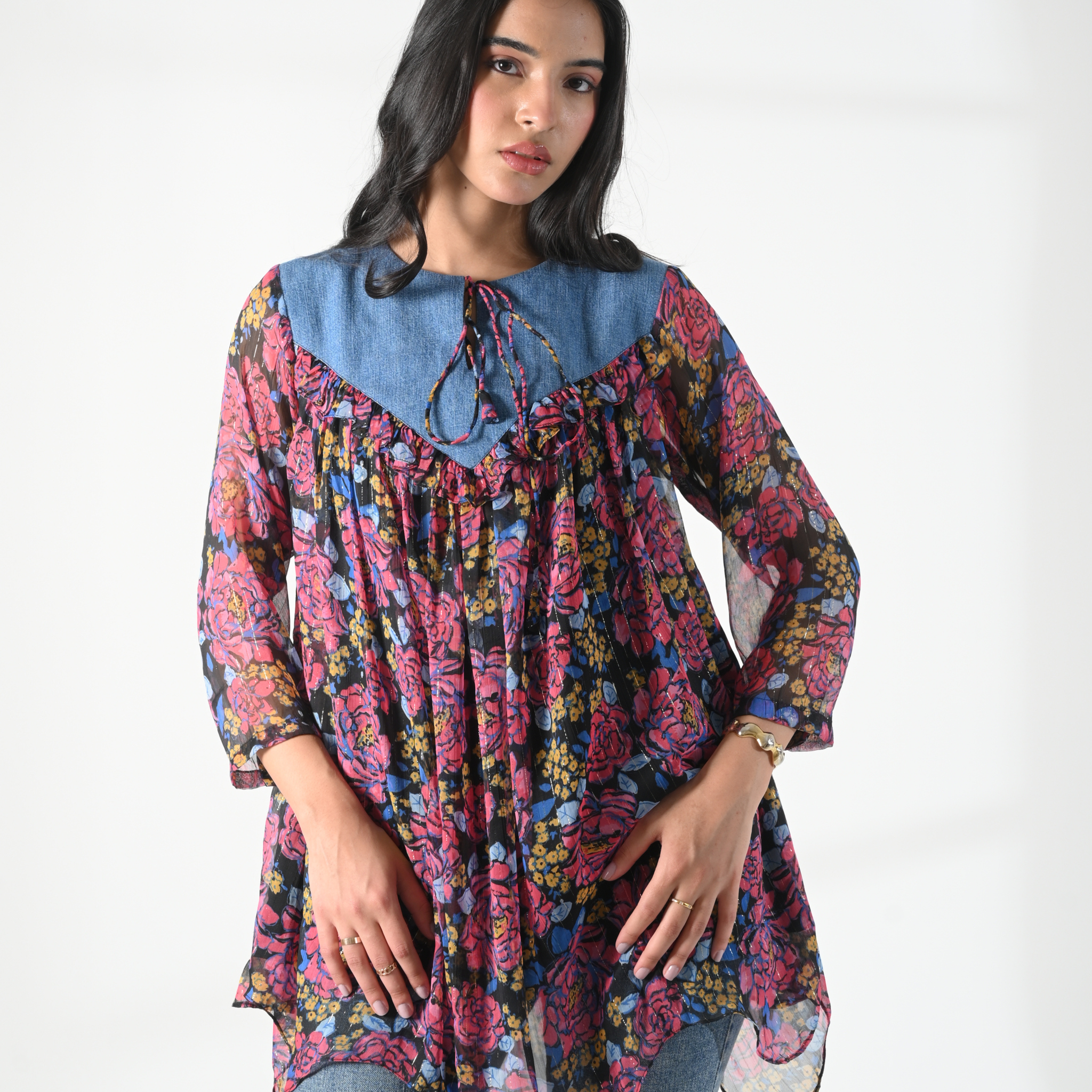 Moonlit Denim Garden Top