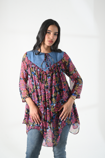 Moonlit Denim Garden Top