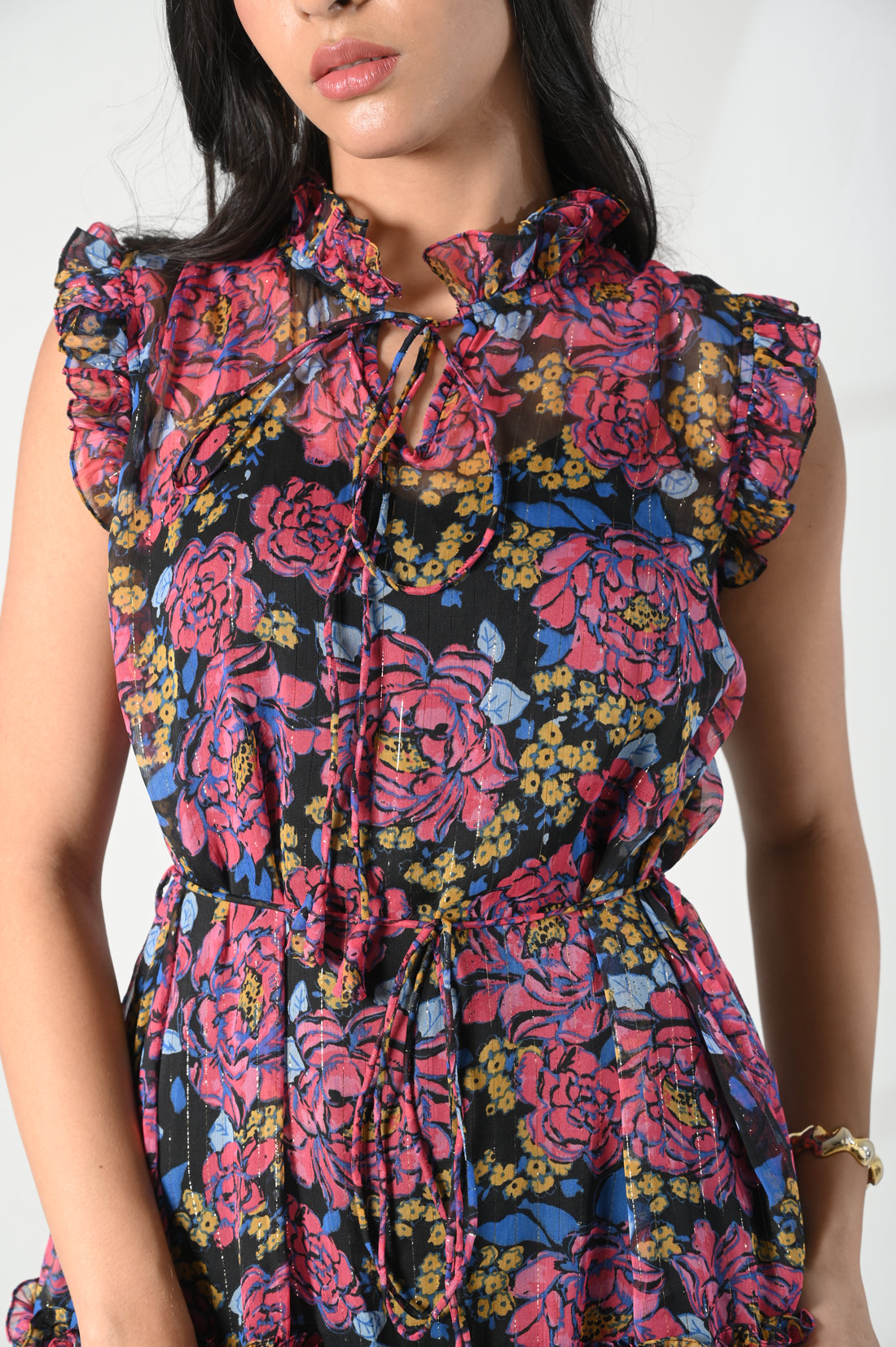 Midnight Charm Ruffle Dress