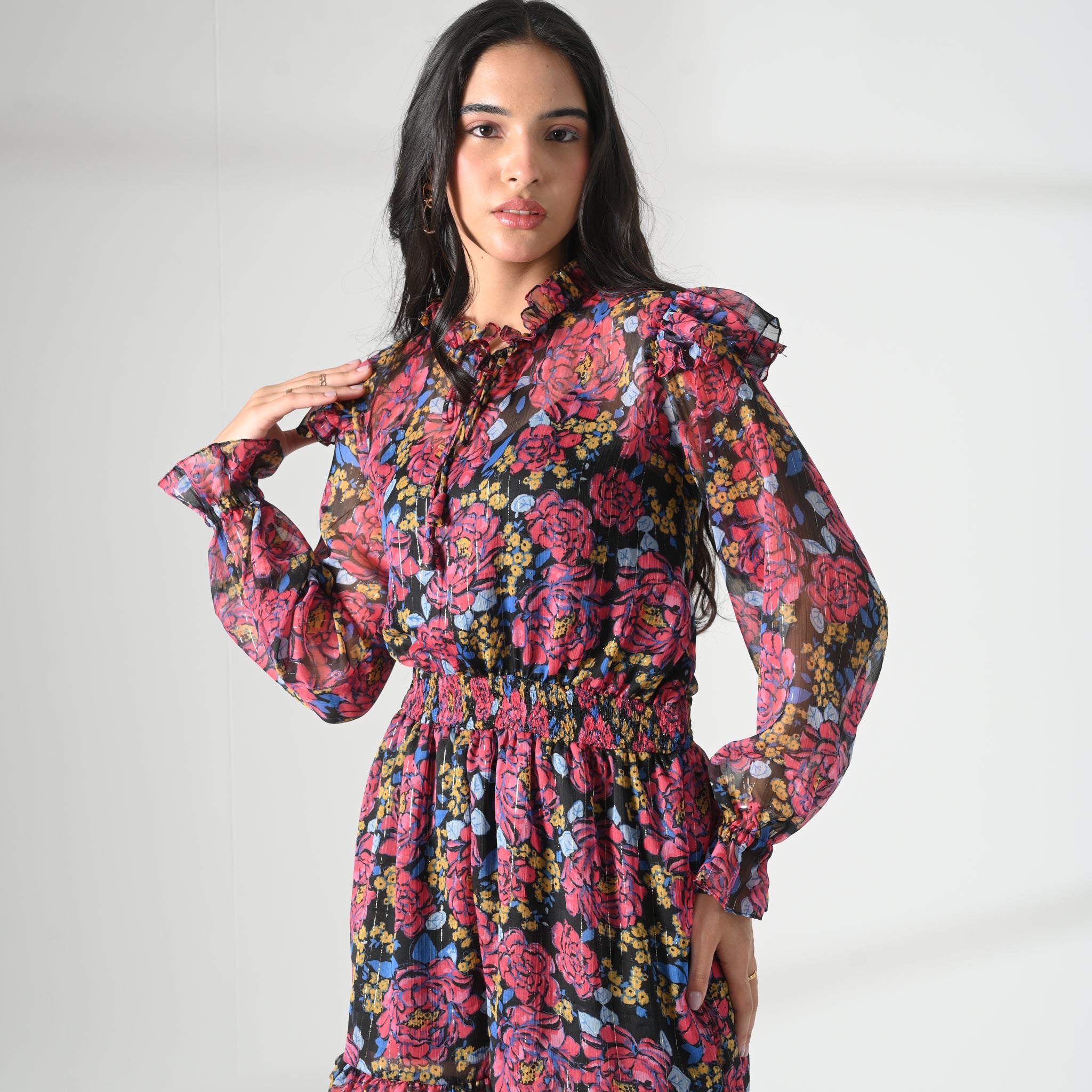 Midnight Rose Romper Dress