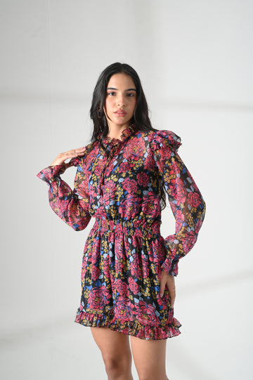 Midnight Rose Romper Dress