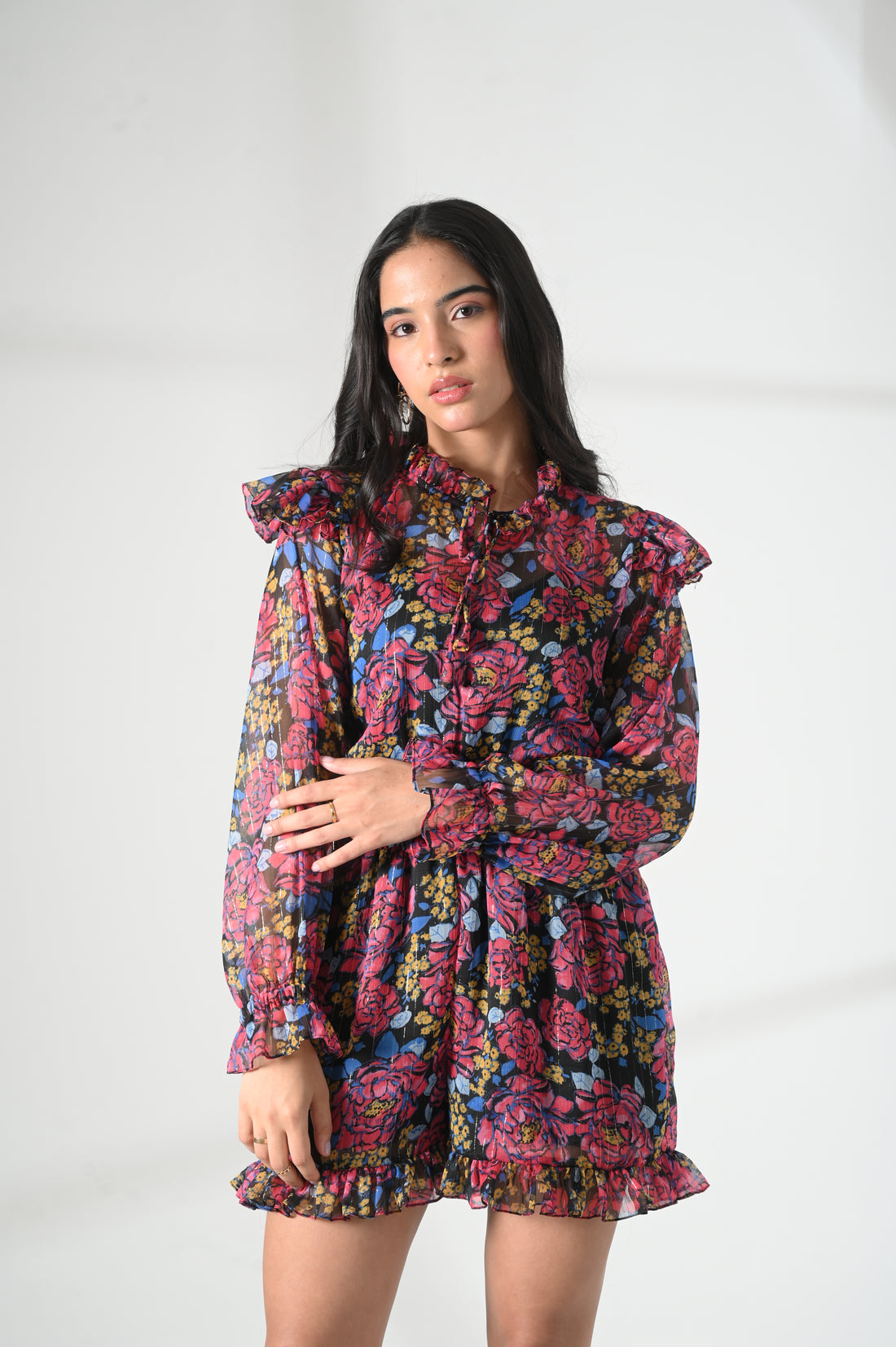 Midnight Rose Romper Dress