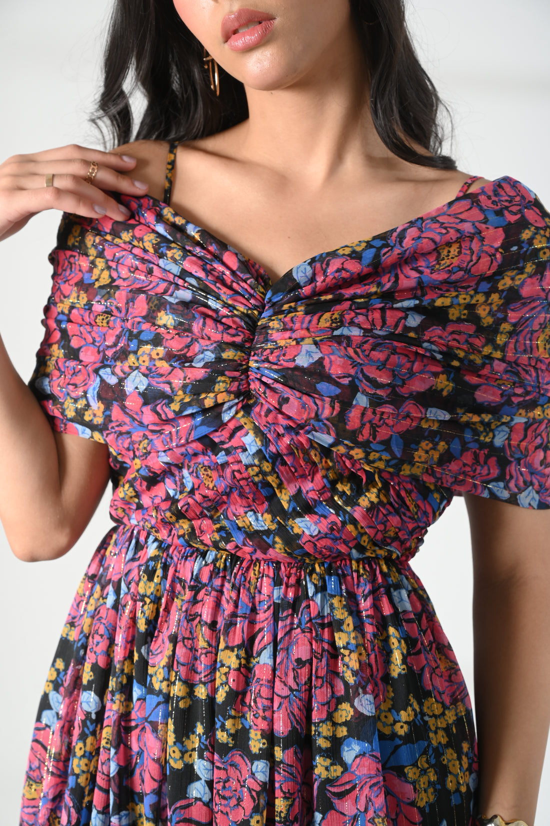 Twilight Garden Off-Shoulder Dress