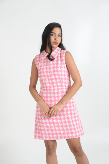 Rosewater Tweed Collar Dress