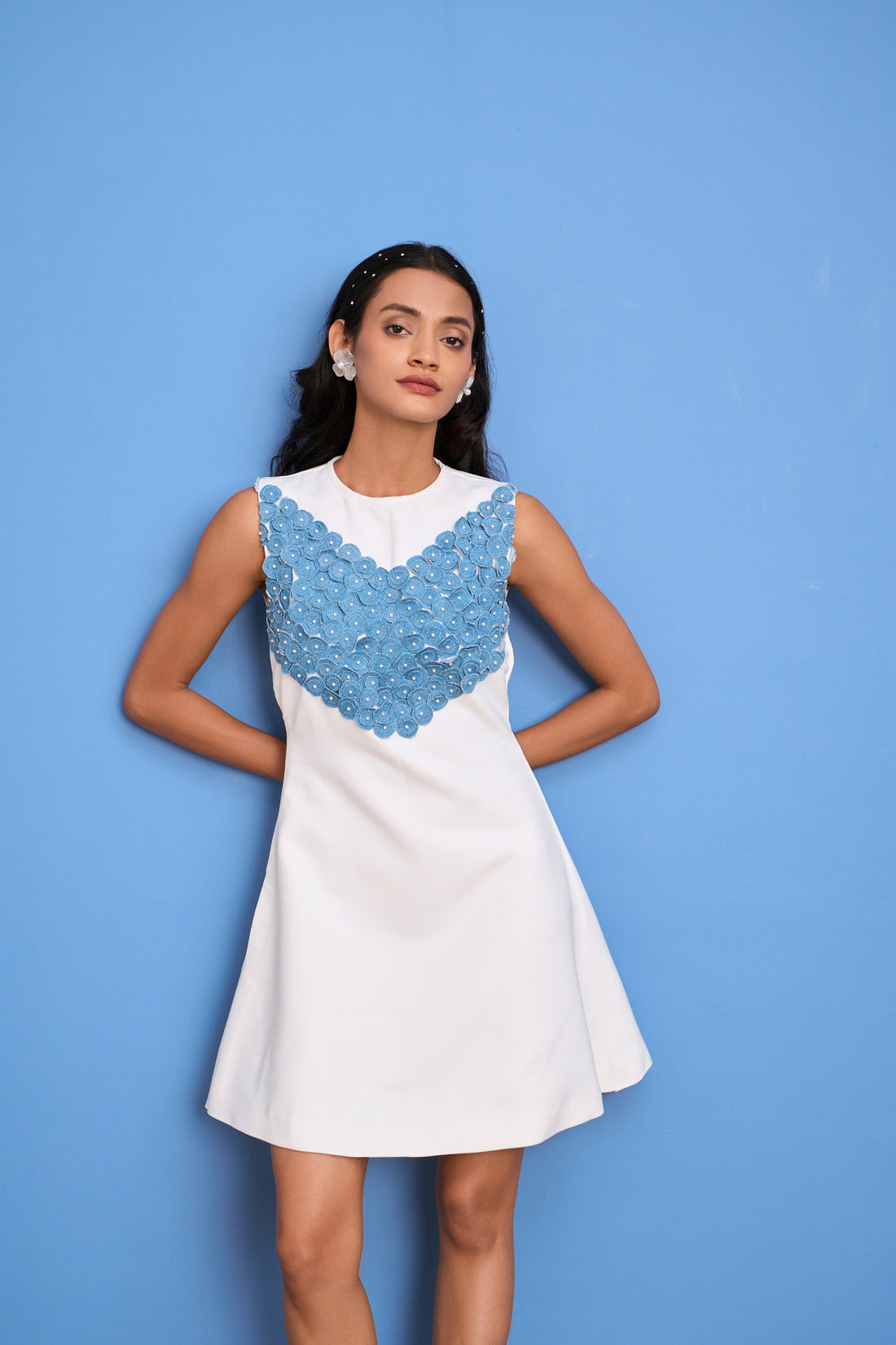 White Denim Bloom Dress